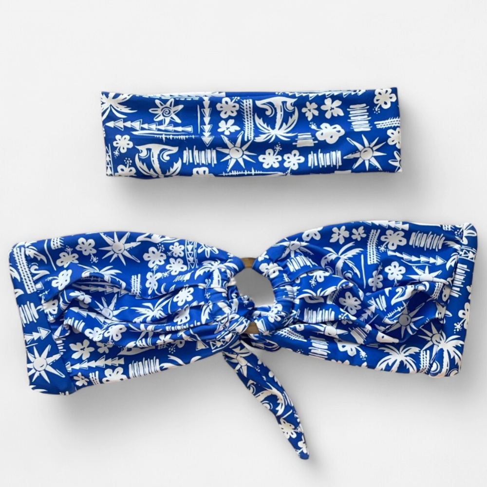 Kulani Kinis Surfside Tropical Bandeau Bikini Top & Matching Headband - Picture 6 of 8